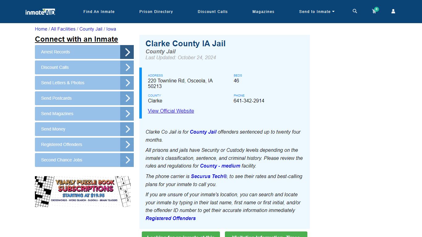 Clarke County IA Jail - Inmate Locator